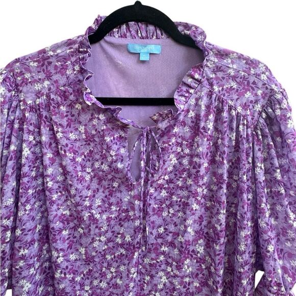 Draper James Women's Elbow Sleeve Tie Front Top Size XL - Picture 5 of 5